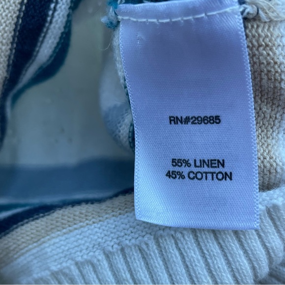 Pendleton Cardigan Sweater Womens PL Blue White Western Aztec Linen Spring Comy - Picture 6 of 12